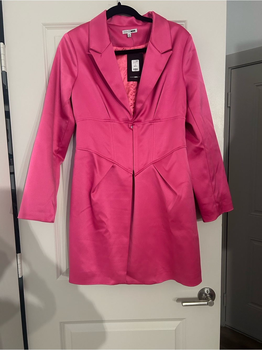 Fashion Nova Hot Pink Satin Blazer Dress